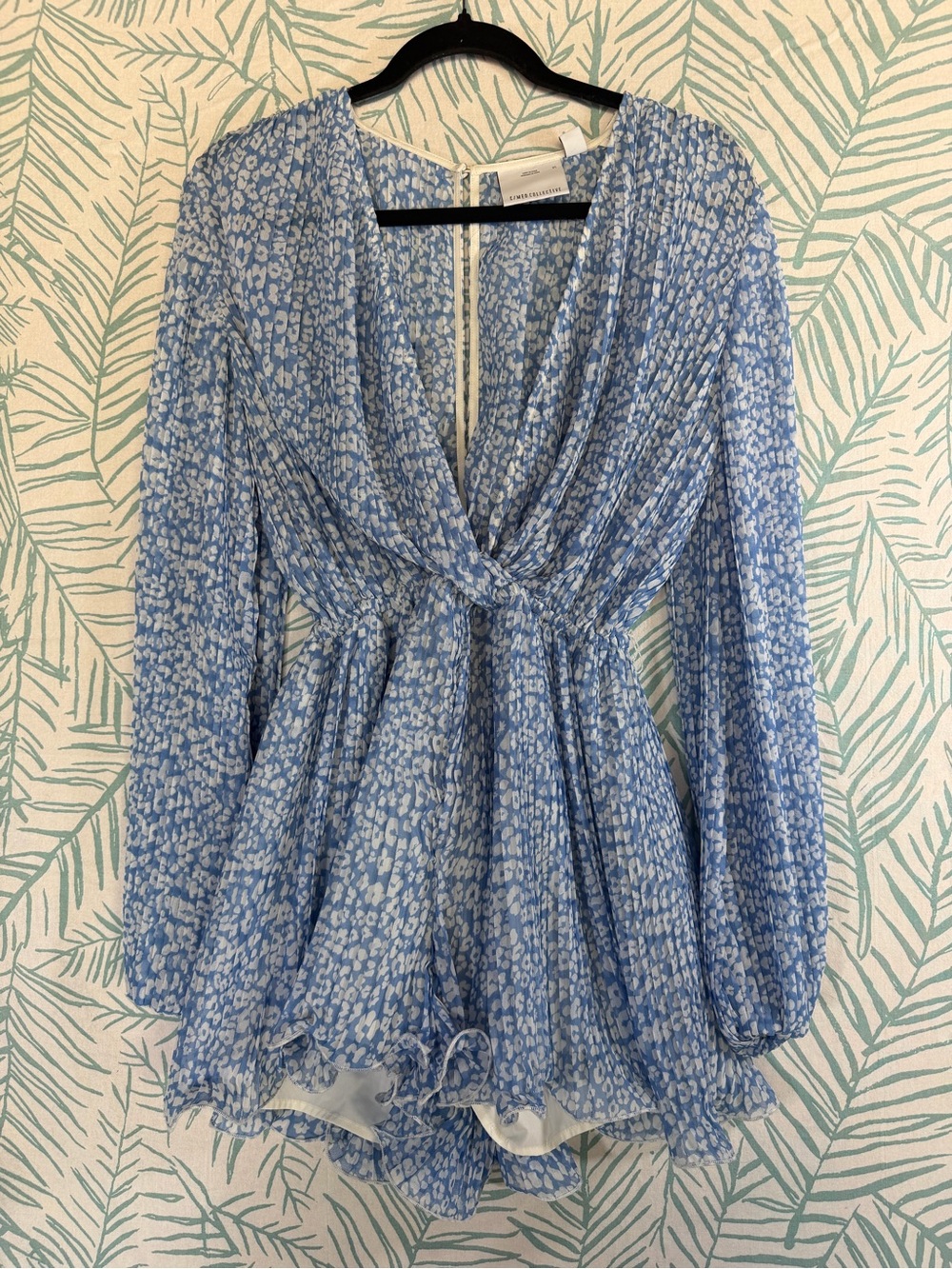 C/MEO Collective Powder Blue & White Floral Long Sleeve Mini Dress